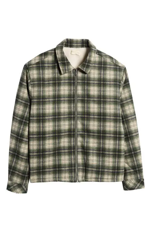 MOPQ Fleece-Lined Plaid Flannel Jacket